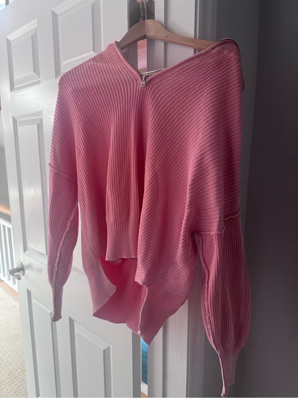 aerie Pink Ribbed V-Neck Sweater